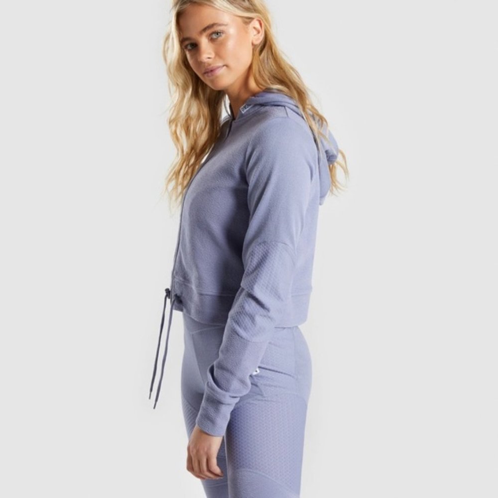 Gymshark True Texture Cropped Bomber Jacket Athleisure Activewear Gym Workout